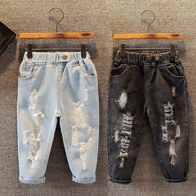 Baby / Toddler Fashion Ripped Loose Fit Denim Jeans