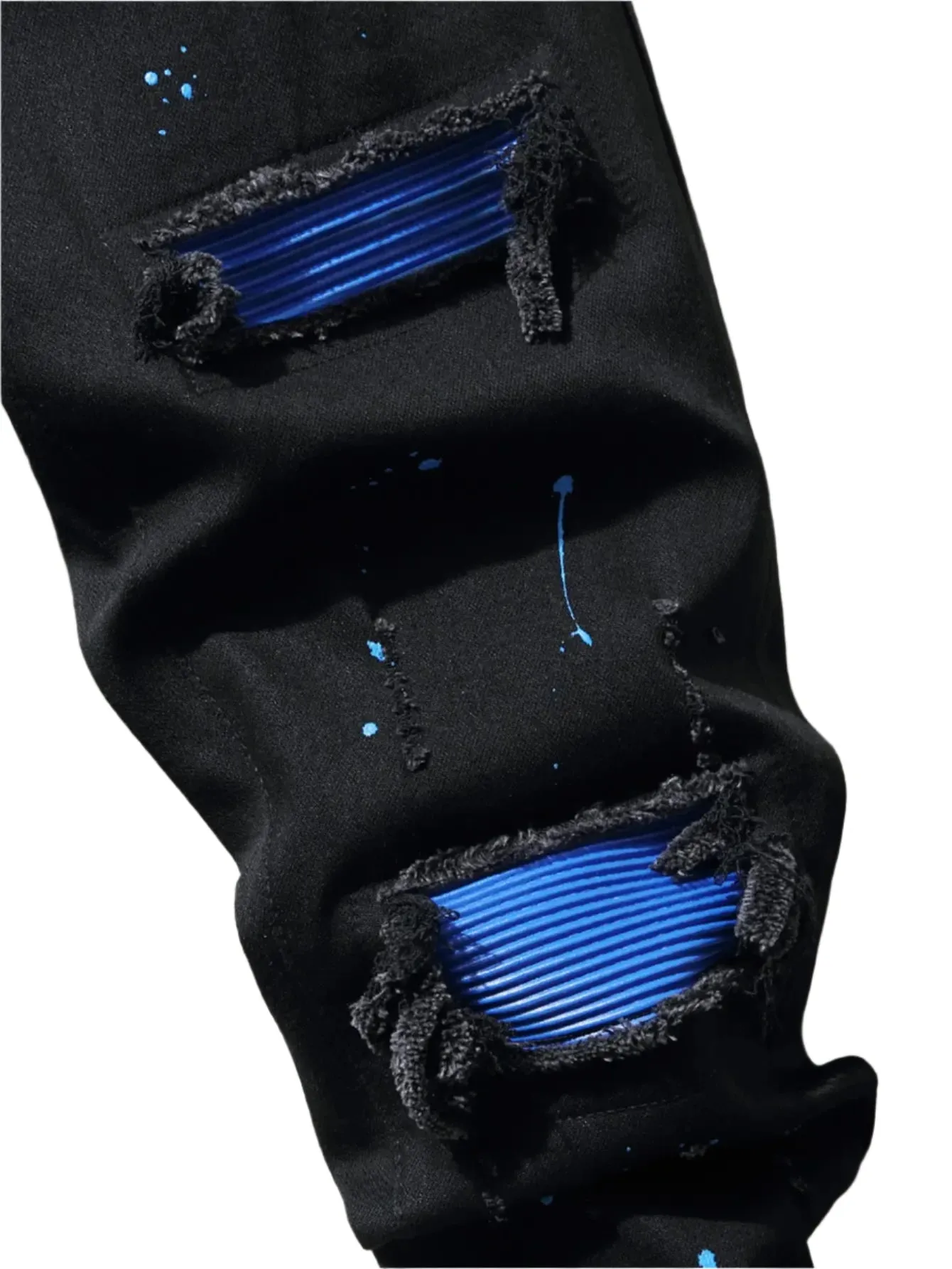 Men's Streetwear Ripped Skinny Jeans - Stretch Slim Hip Hop Denim Pants, Casual Black & Blue Joggers, Large Sizes