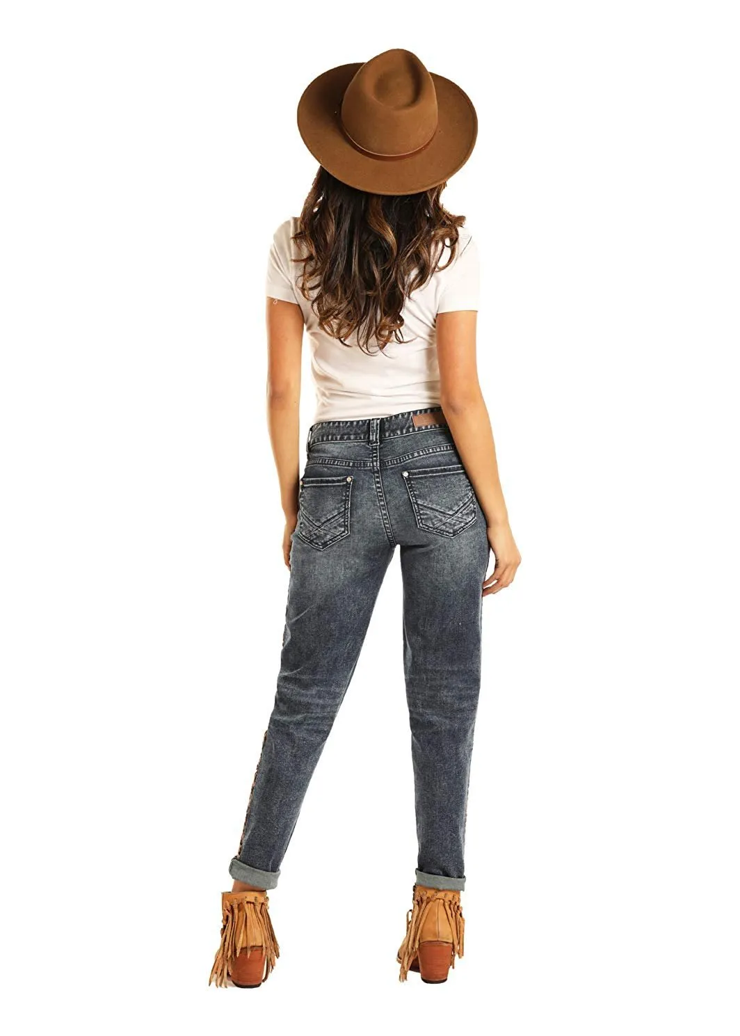 Rock and Roll Cowgirl Slim Low Rise Boyfriend Skinny Jeans, Medium Vintage, 25